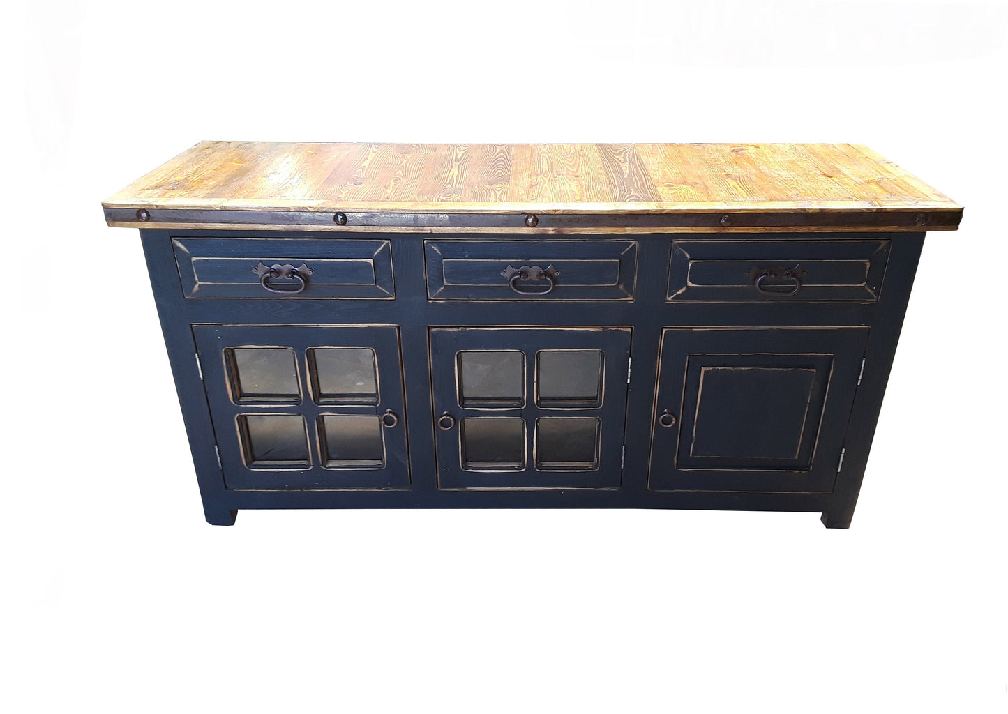 Burke Rustic Bathroom Vanity Copper Sink, 60"x22"x36"
