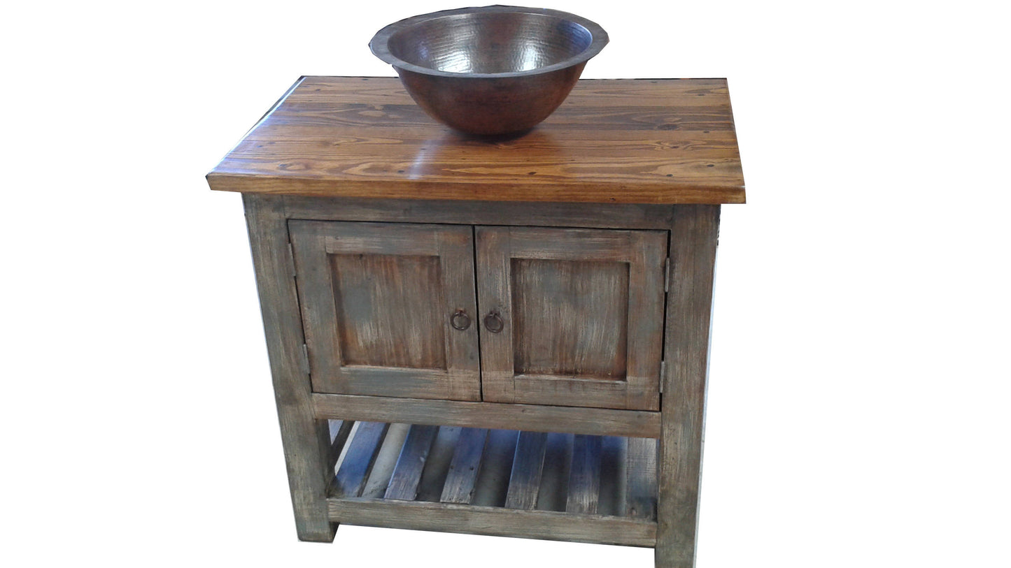 Reclaimed Wood Rustic Bathroom Vanity Distressed Gray Ladder Shelf, 48"x20"x32"