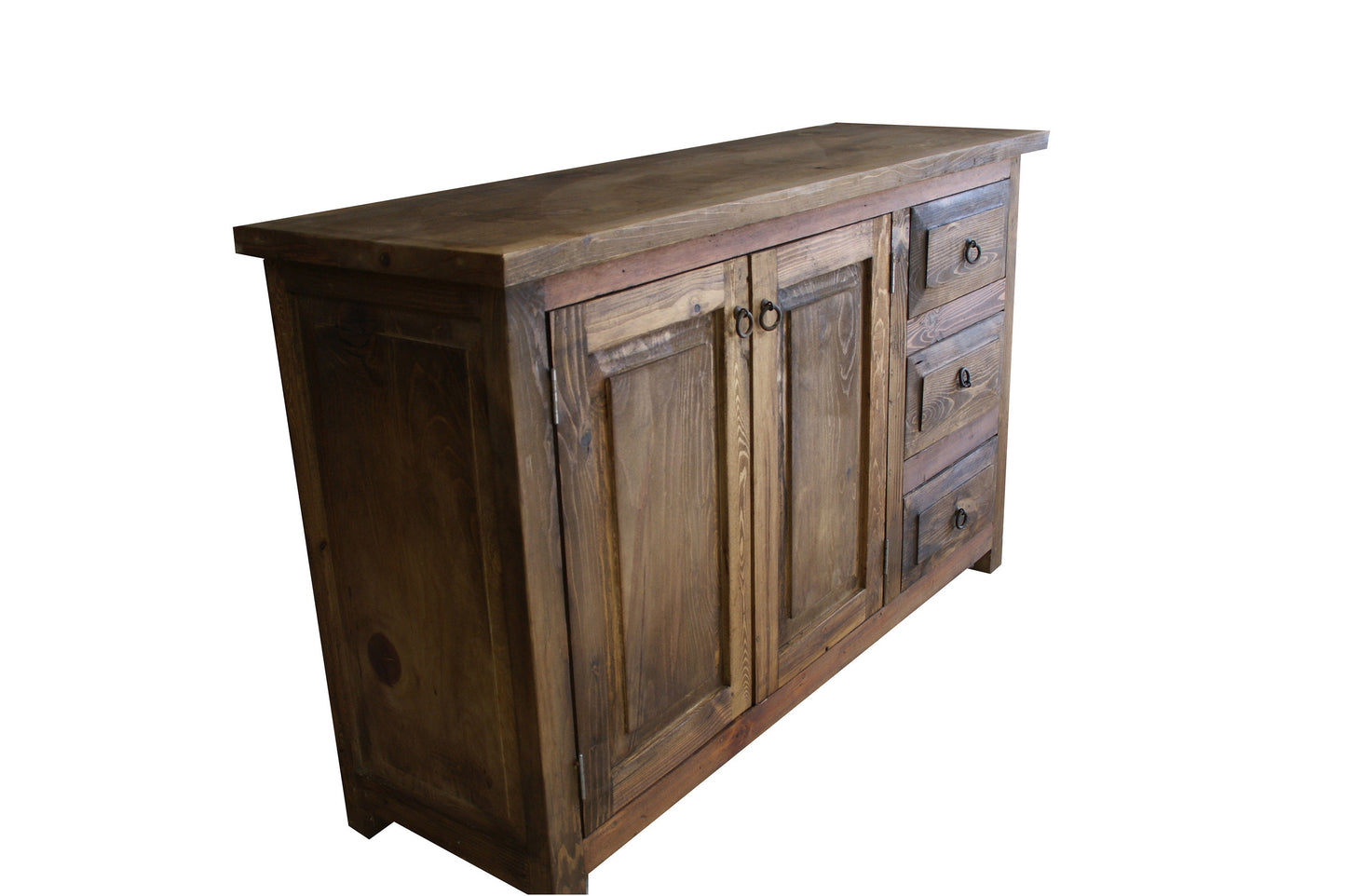 Rustic Reclaimed Wood Bathroom Vanity 2-Door 3-Drawer