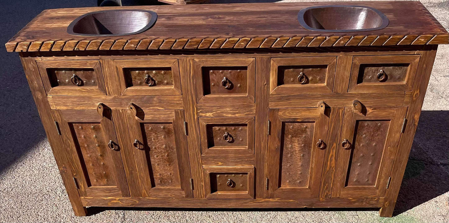 Wirebrush Roped Carved Vanity
