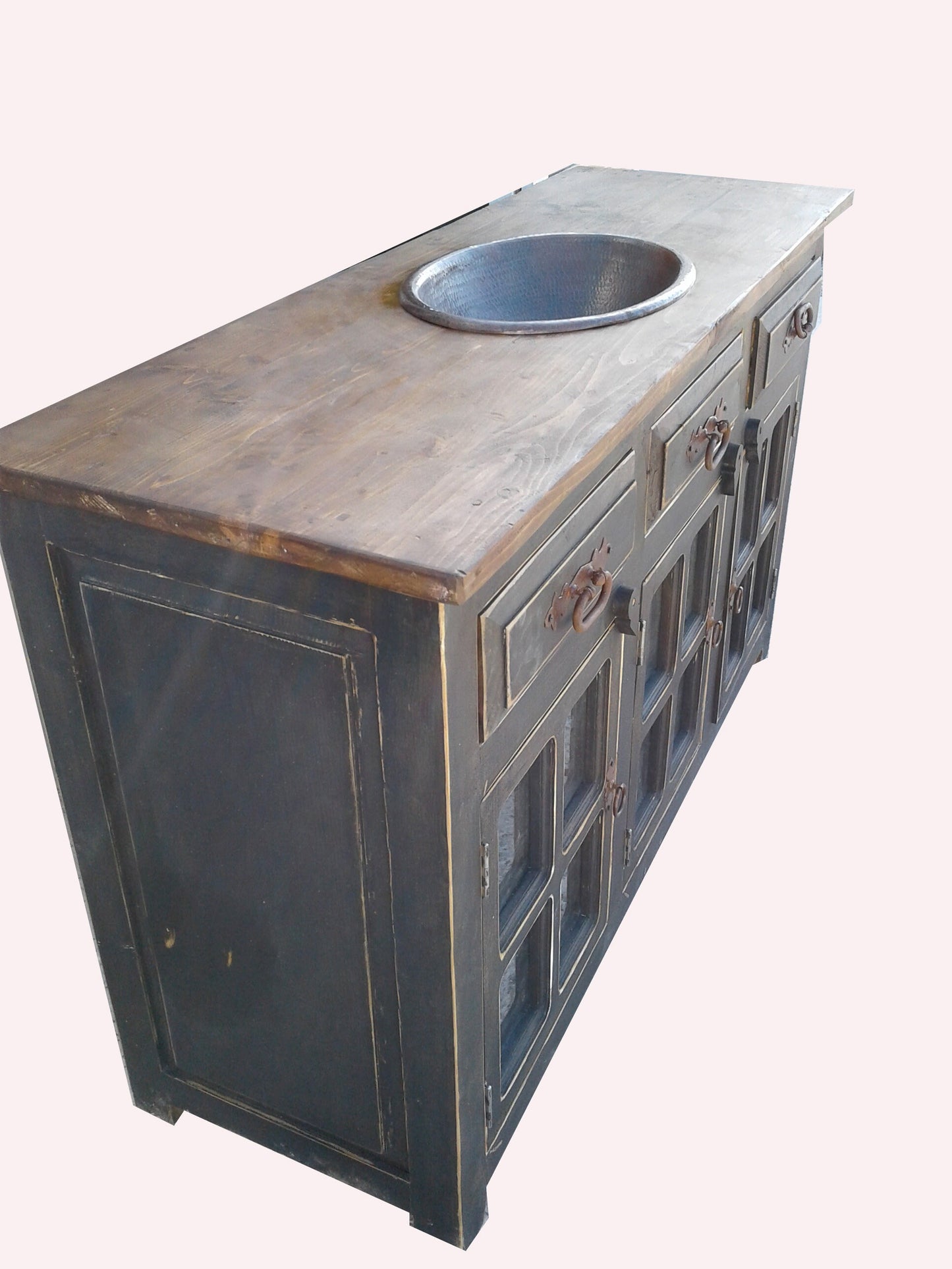 Abbot Three door Three Drawer Rustic Vanity 60"