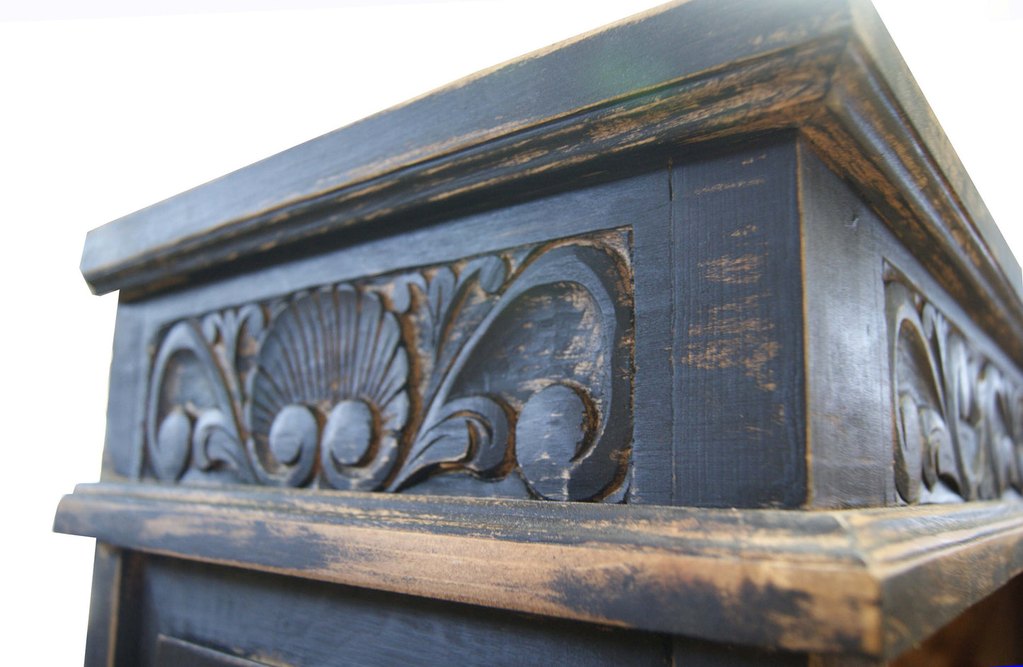 Addison Black Wash Carved Book Shelf Victorian Style