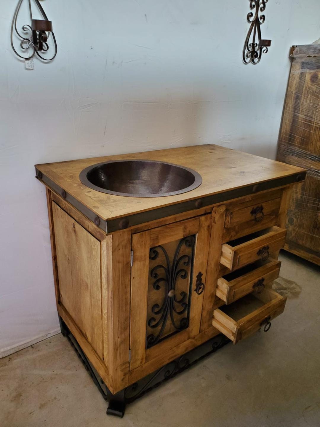 Rustic Saint Andrew bathroom vanity metal base