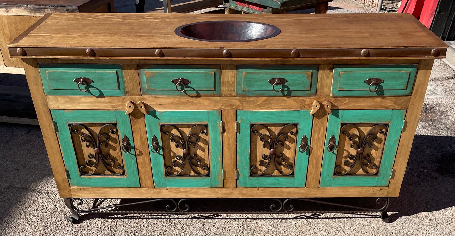Turquoise Iron Base Vanity