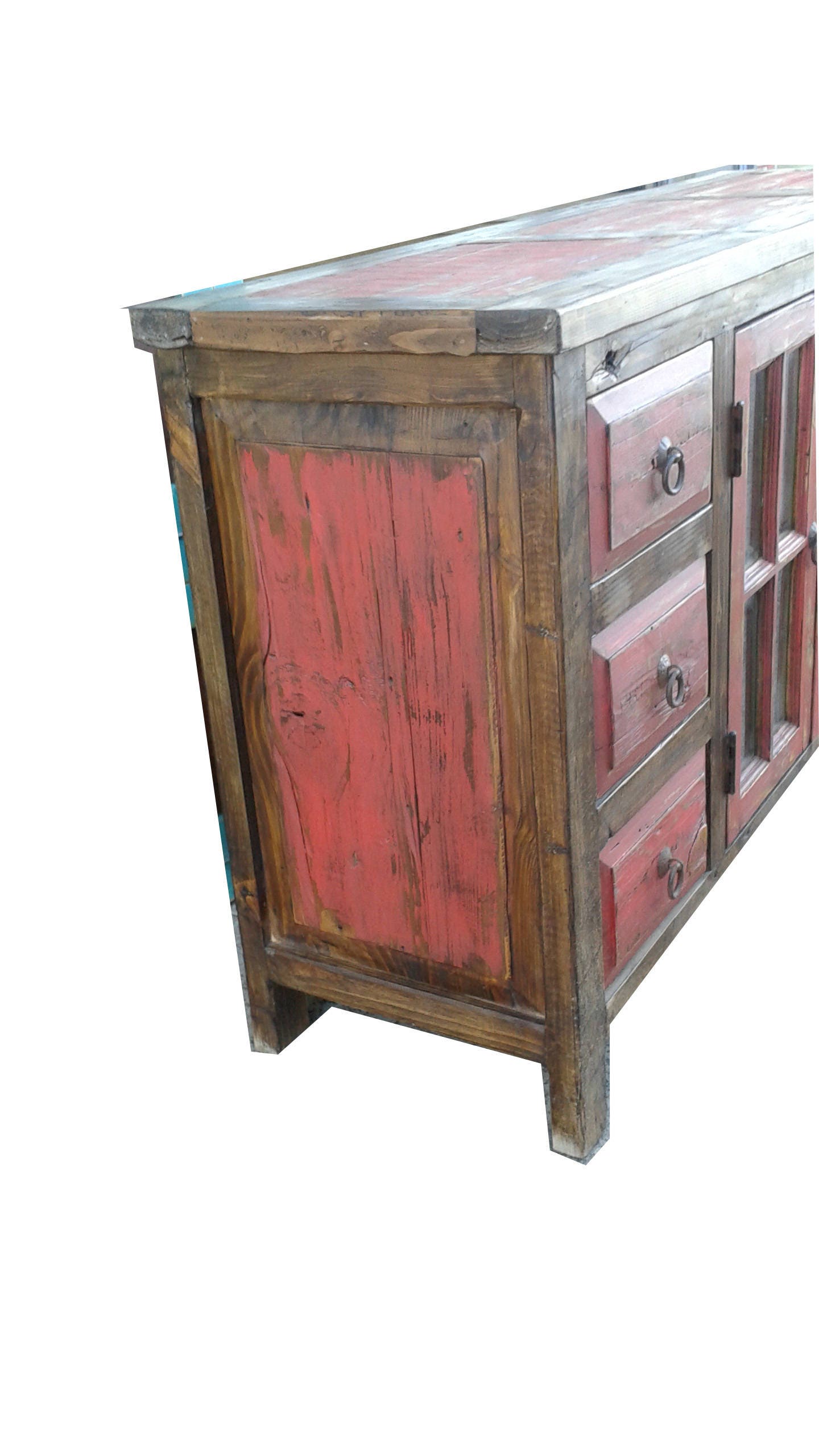 Rustic red washed Bathroom Vanity/ Buffet Cabinet