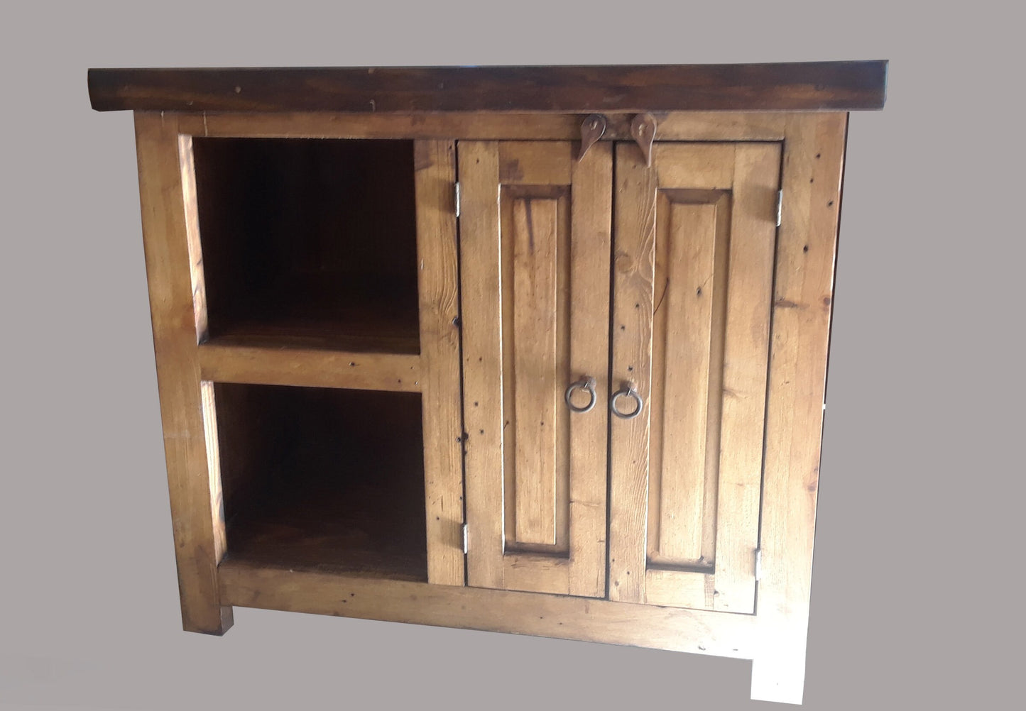 Rustic Reclaimed Wood Bathroom Vanity With Shelves, 48"x20 "x32"