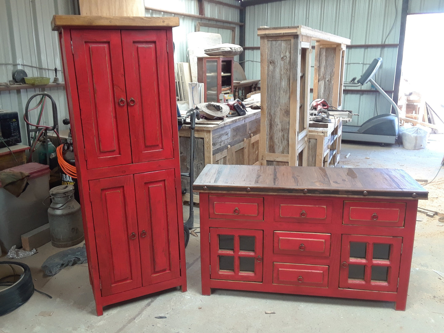 Rustic Vanity With Linen Cabinet