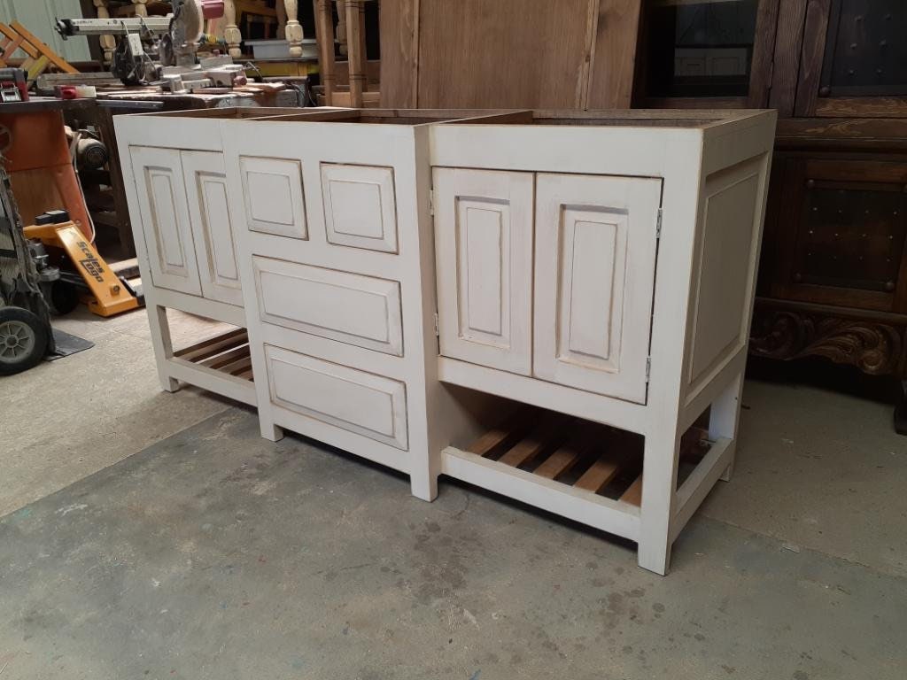 Rustic white wash bathroom vanity