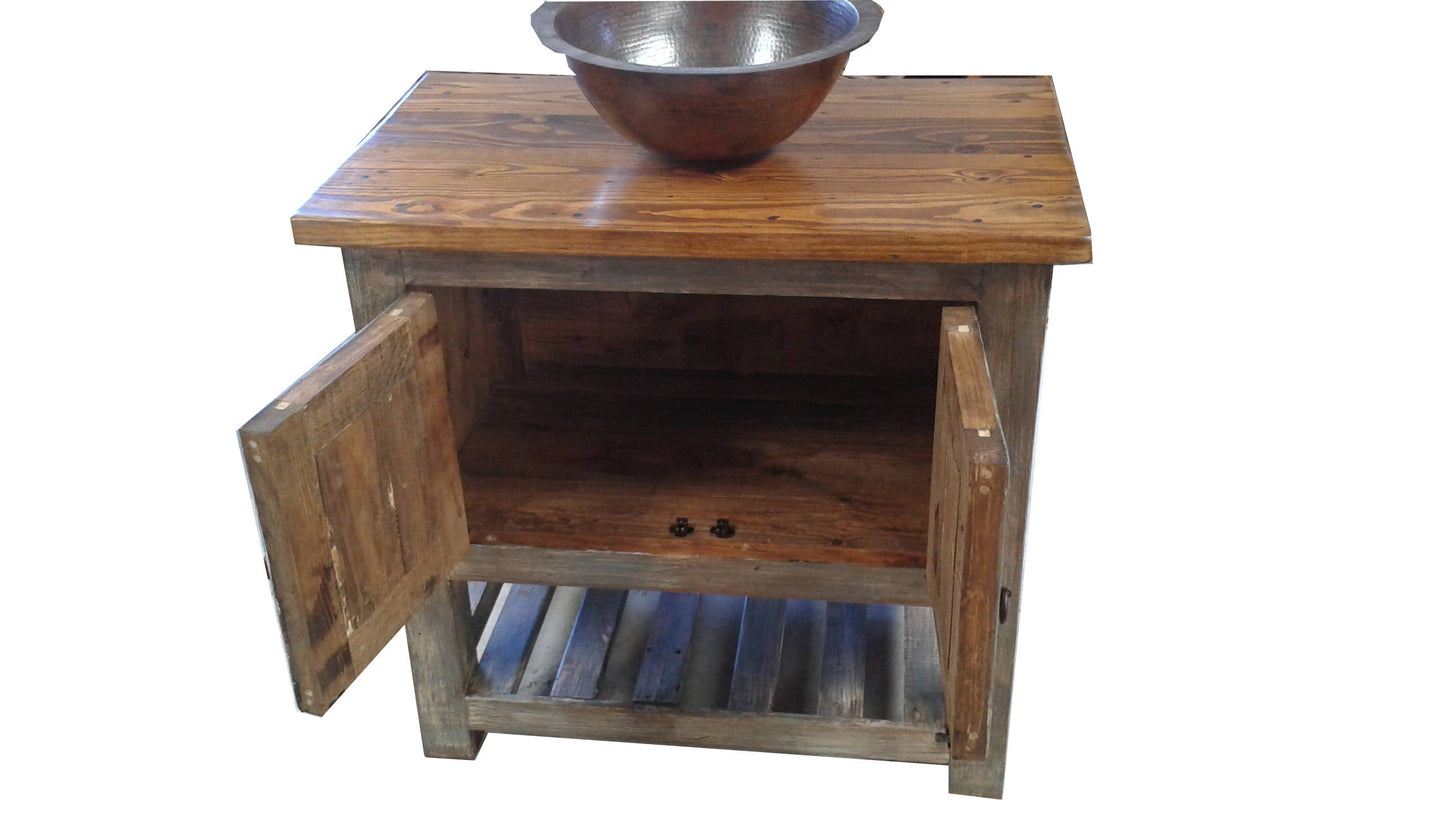 Reclaimed Wood Rustic Bathroom Vanity Distressed Gray Ladder Shelf, 48"x20"x32"