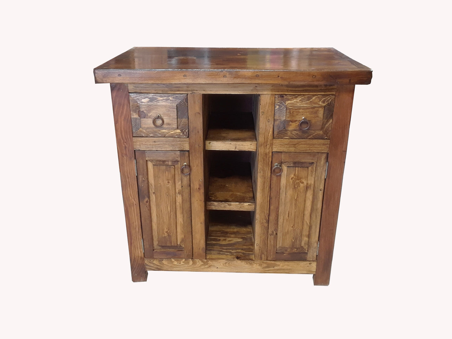 Rustic Reclaimed Wood Bathroom Vanity With Middle Shelves