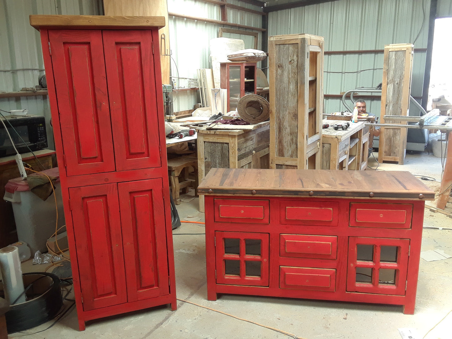 Rustic Vanity With Linen Cabinet