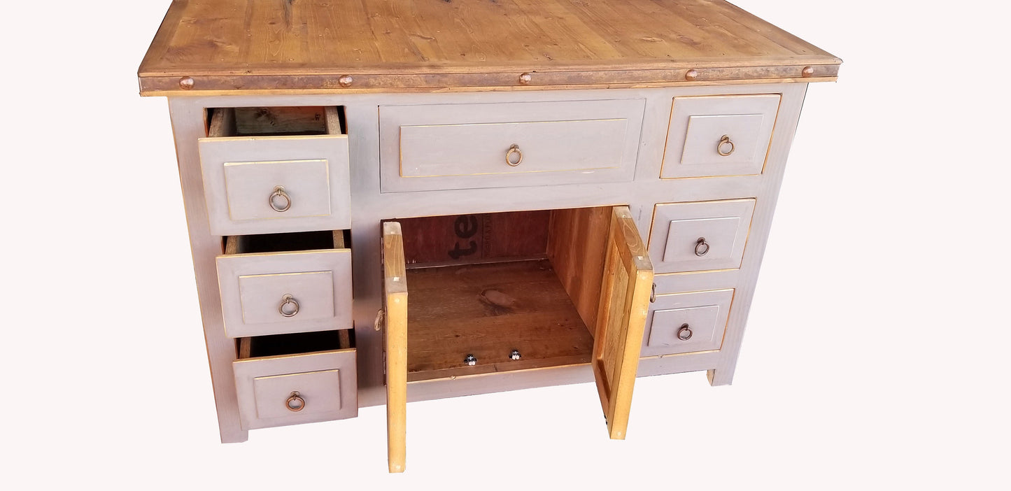 Rialto Rustic Reclaimed Wood Bathroom Vanity, Gray,