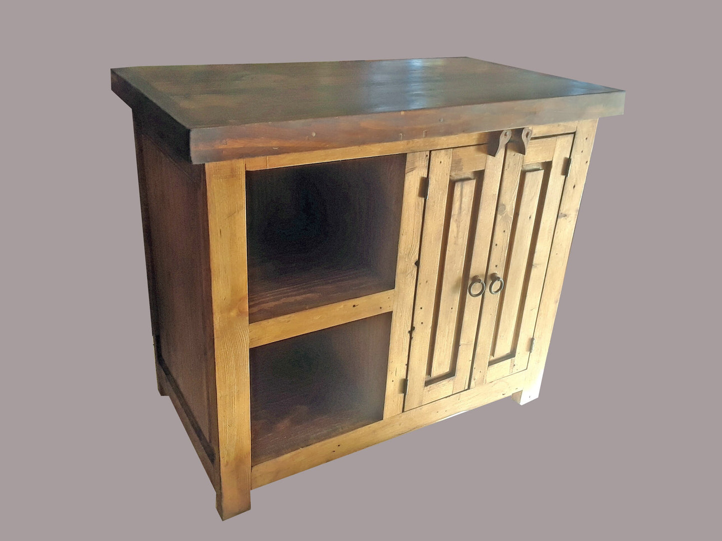 Rustic Reclaimed Wood Bathroom Vanity With Shelves, 48"x20 "x32"