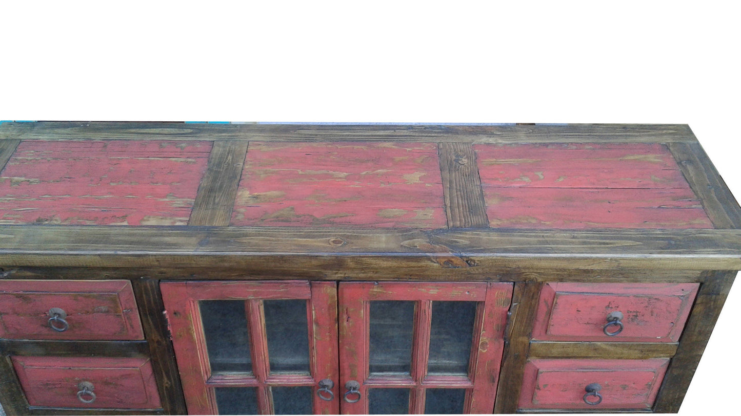 Rustic red washed Bathroom Vanity/ Buffet Cabinet