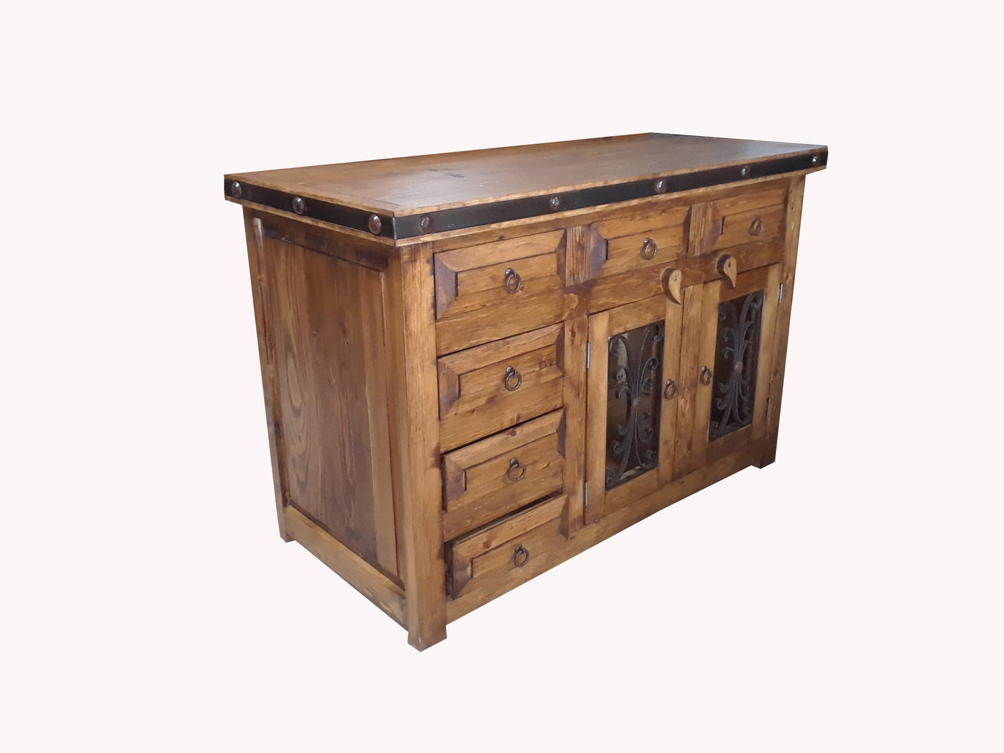 Rustic Saint Andrew Bathroom Vanity Panel Doors, Open Doors