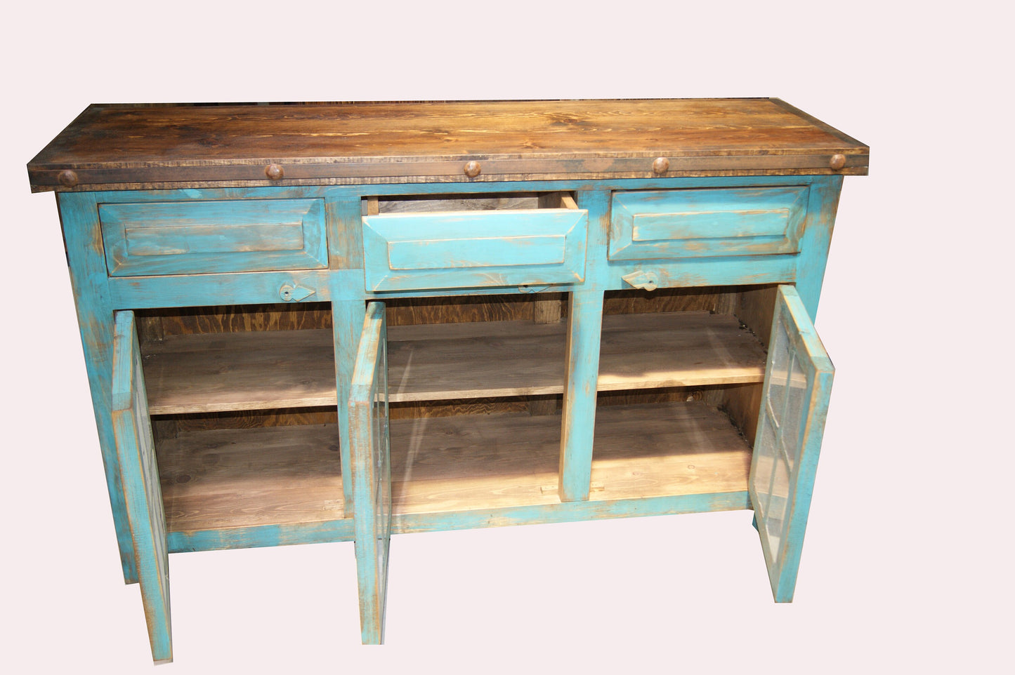 Burke Rustic Bathroom Vanity, Fake Left/Right Drawers