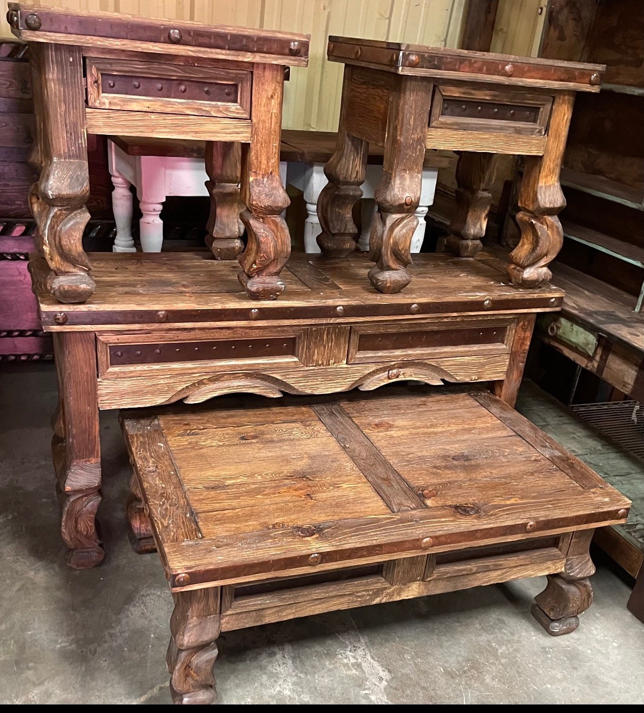 The rustic living room set