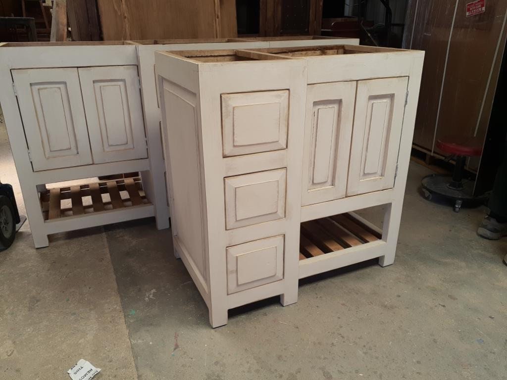Rustic white wash bathroom vanity