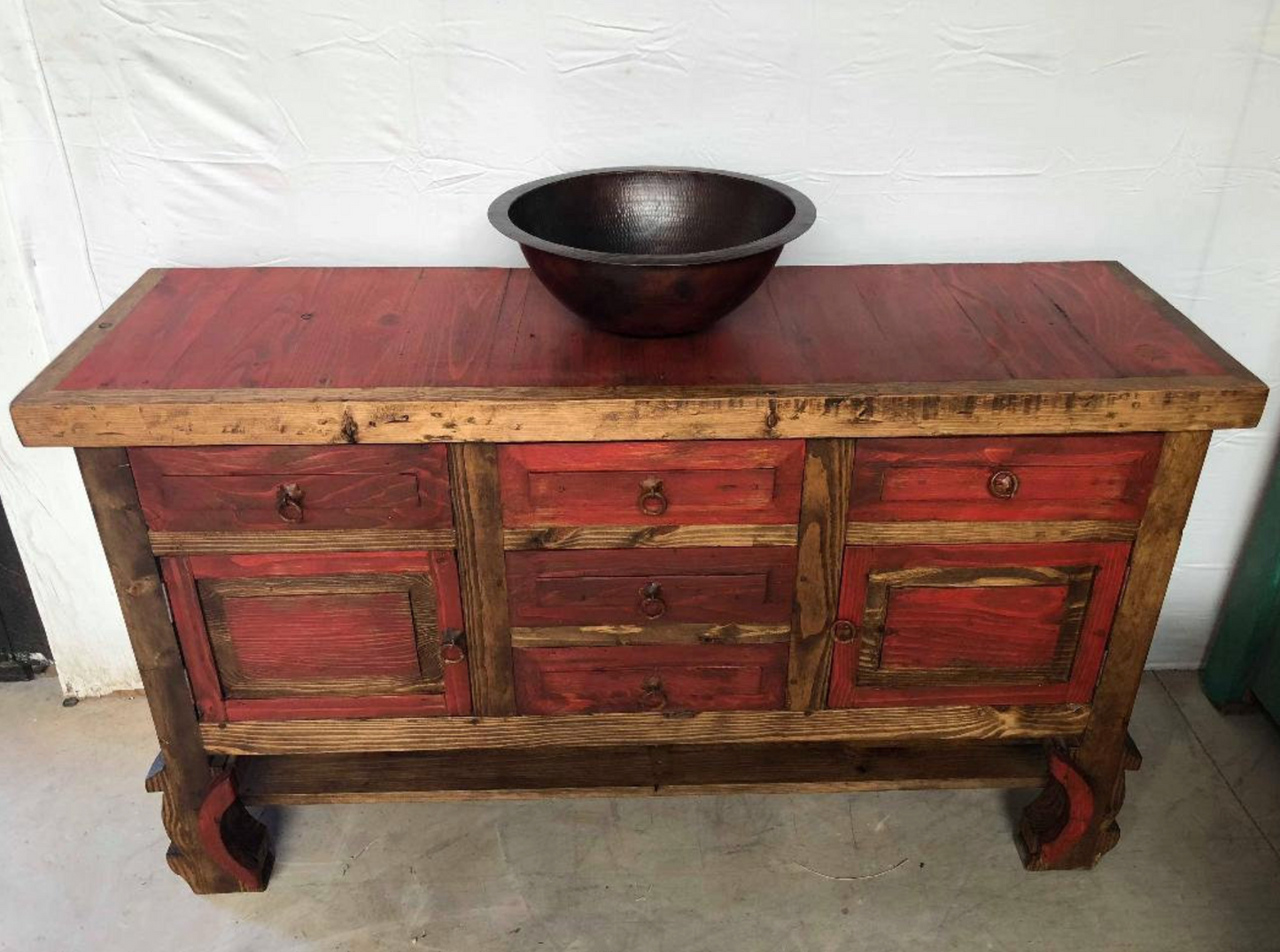 Moreno's - Don Bosco Rustic Red Wash Bathroom Vanity