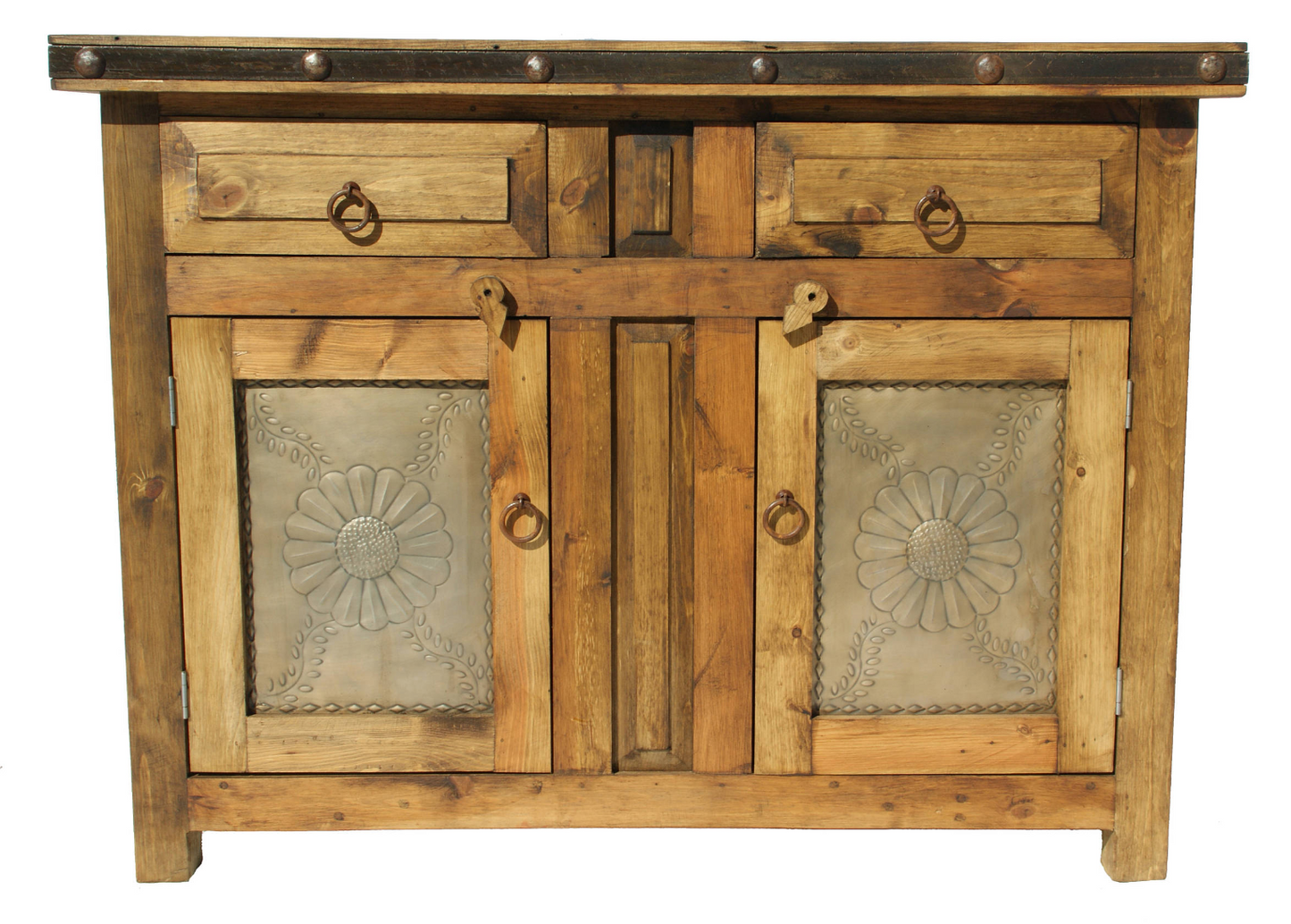 Moreno's - Rustic Flower Tin Bathroom Vanity 36"x22"x36"