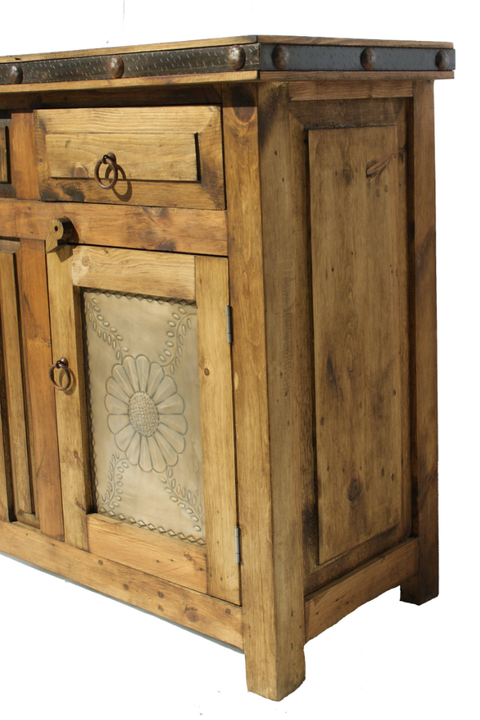 Moreno's - Rustic Flower Tin Bathroom Vanity 36"x22"x36"