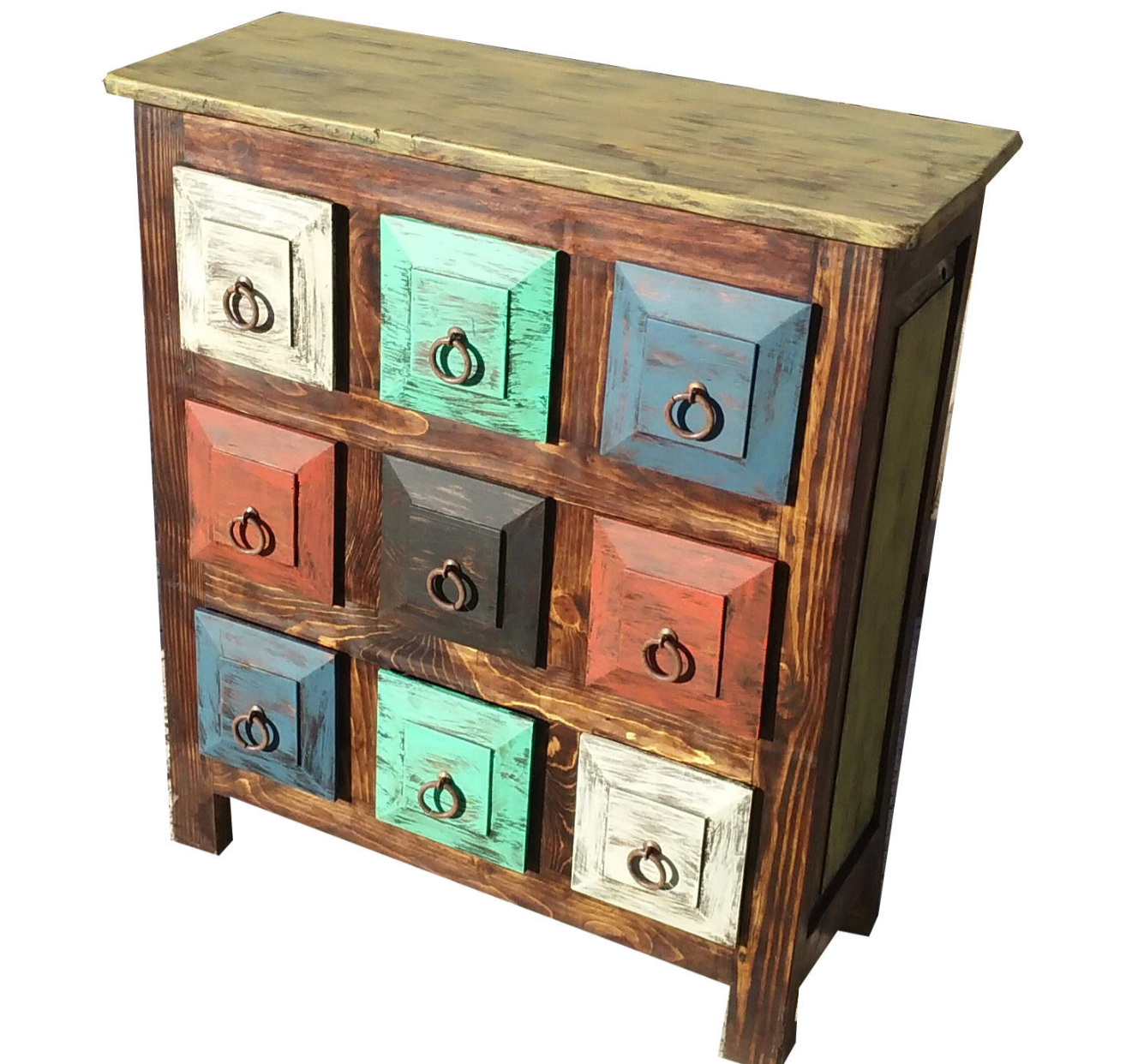 Moreno's - Rustic Multi-Color 9 Small Drawers Bedroom Dresser – Moreno's Moreno's - Rustic Multi-Color 9 Small Drawers Bedroom Dresser – Moreno's