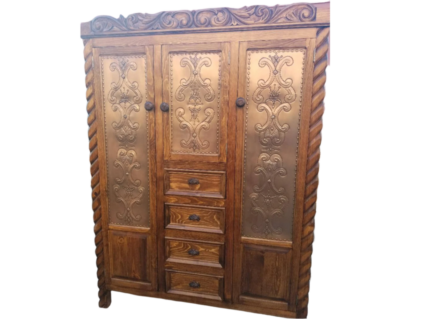 Moreno's - Rustic Armoire Copper Design Bedroom Dresser