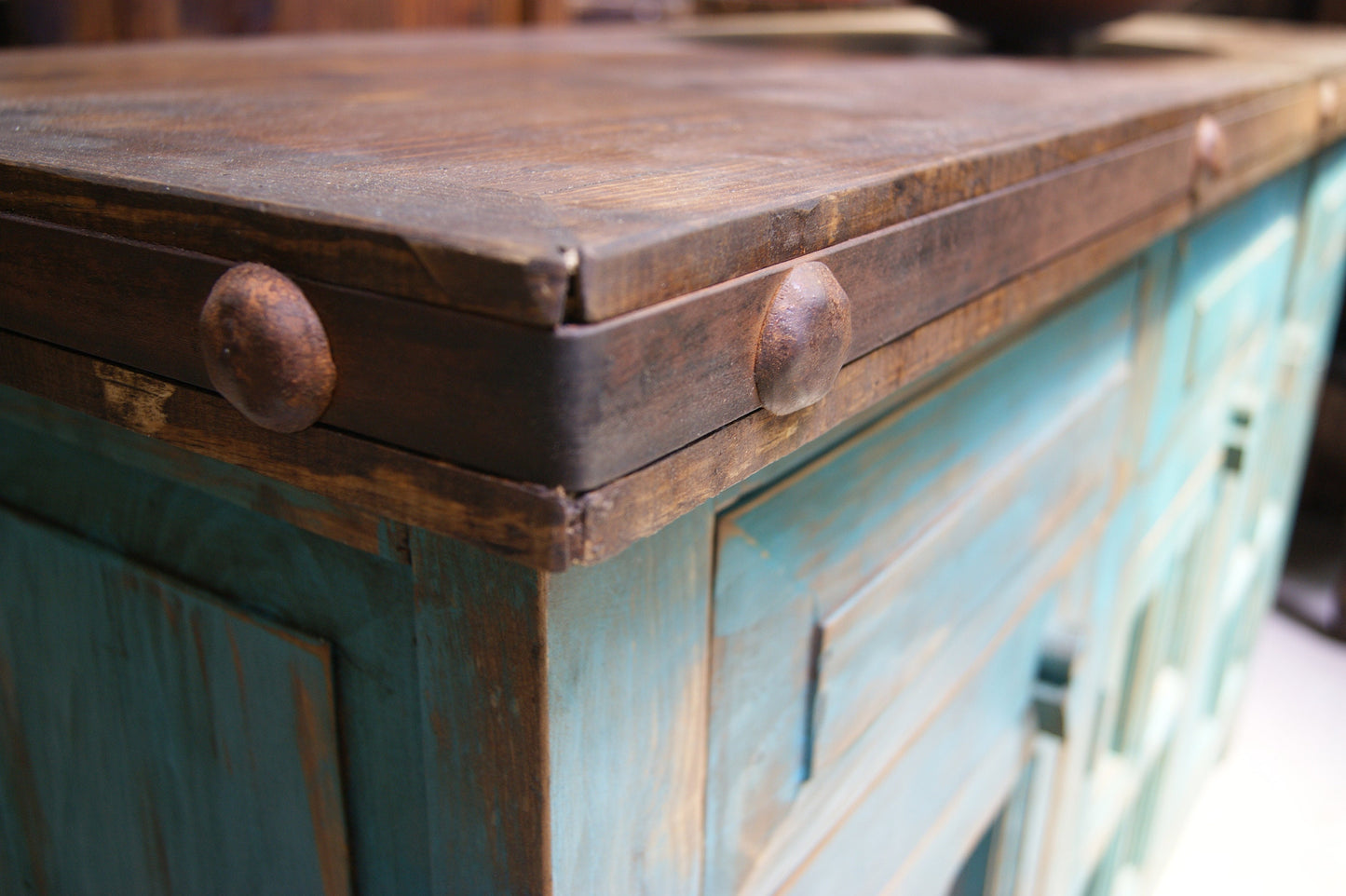 Burke Rustic Bathroom Vanity, Fake Left/Right Drawers