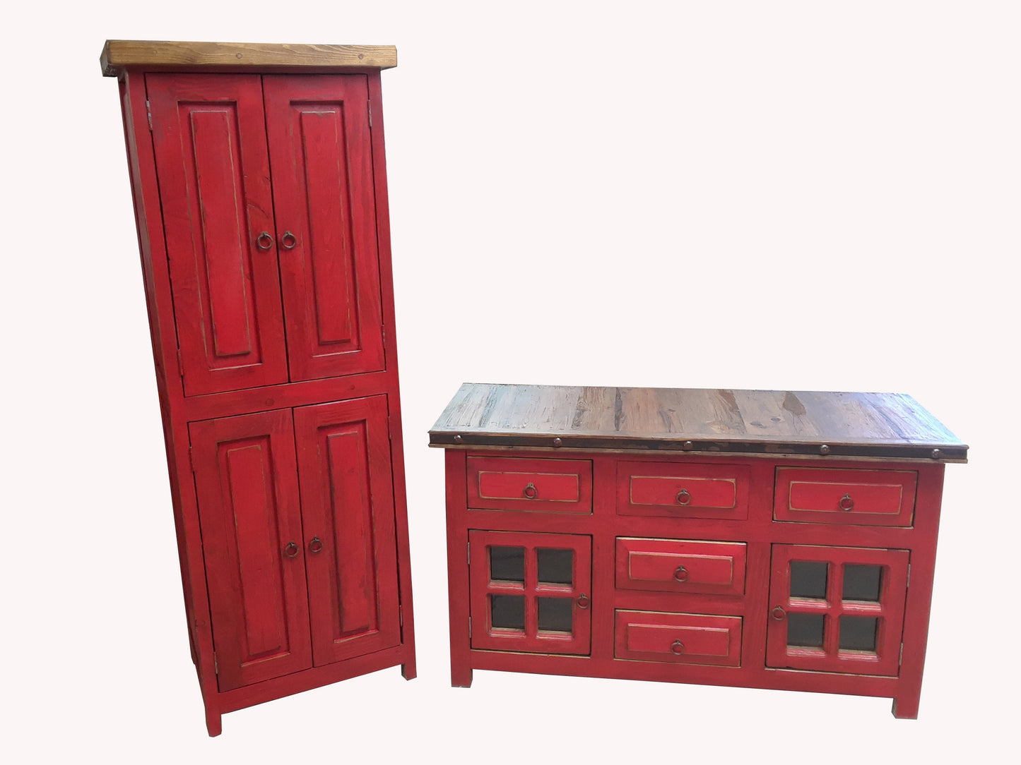 Rustic Vanity With Linen Cabinet