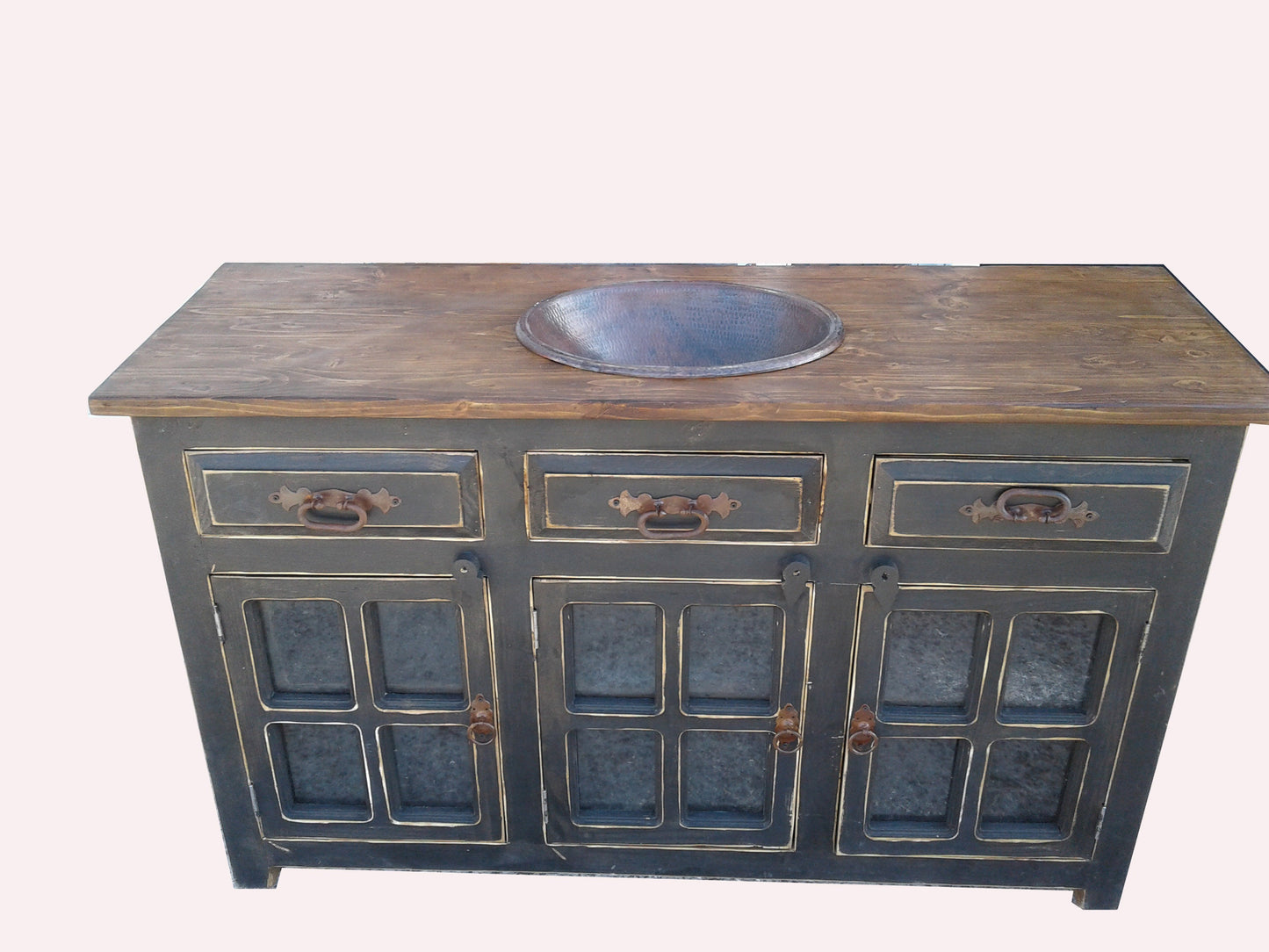 Abbot Three door Three Drawer Rustic Vanity 60"