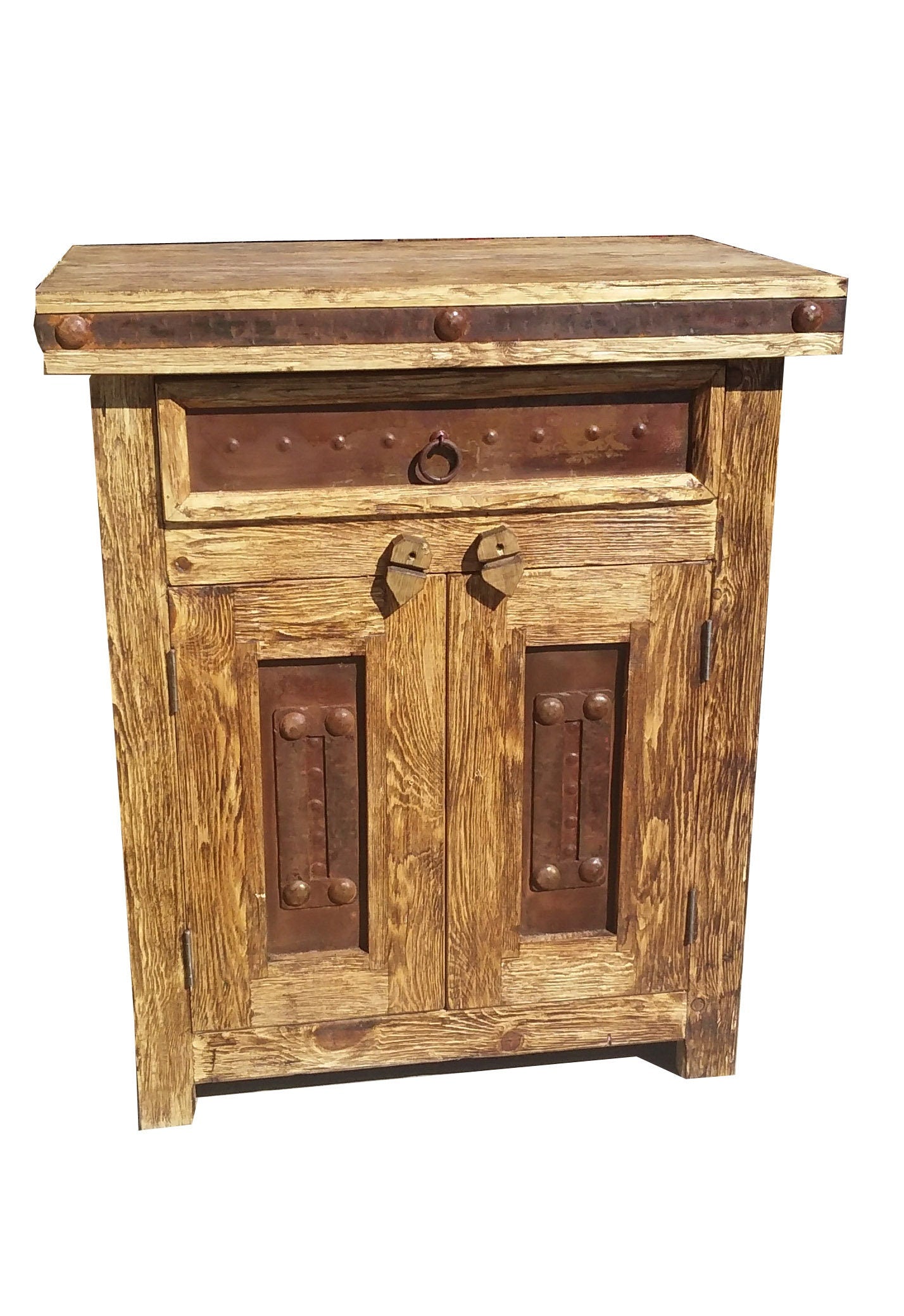 Santa Clara Wire Brush Bathroom Vanity Metal Doors, Real Drawer