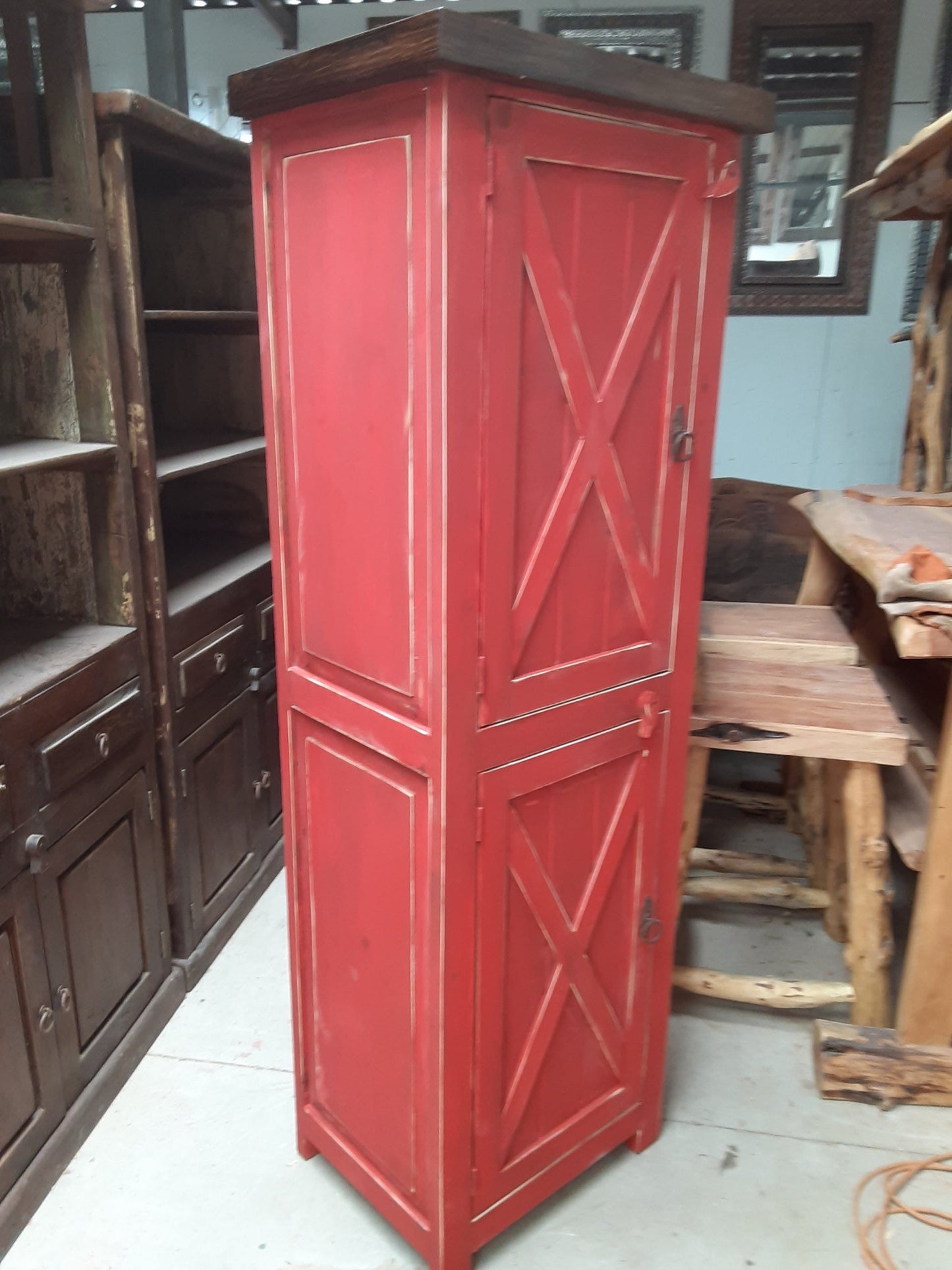 Rustic bathroom linen cabinet