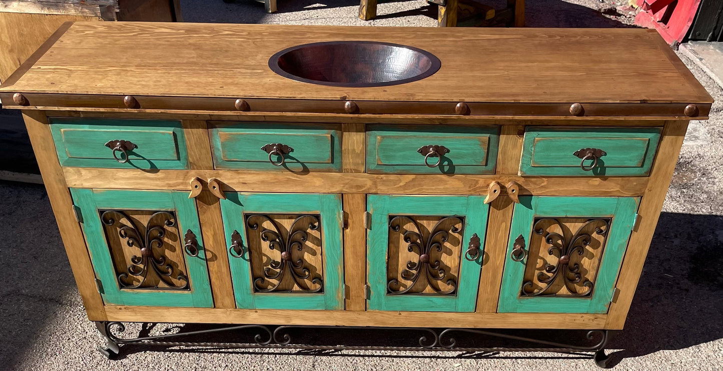 Turquoise Iron Base Vanity