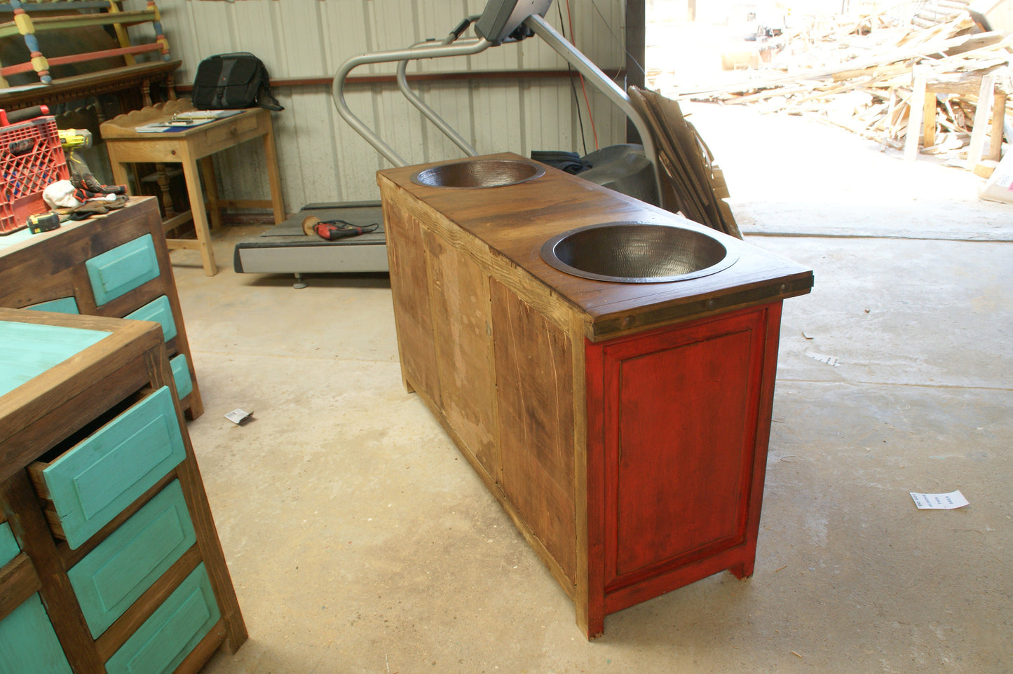Rustic Red Washed yugo legs Bathroom Vanity