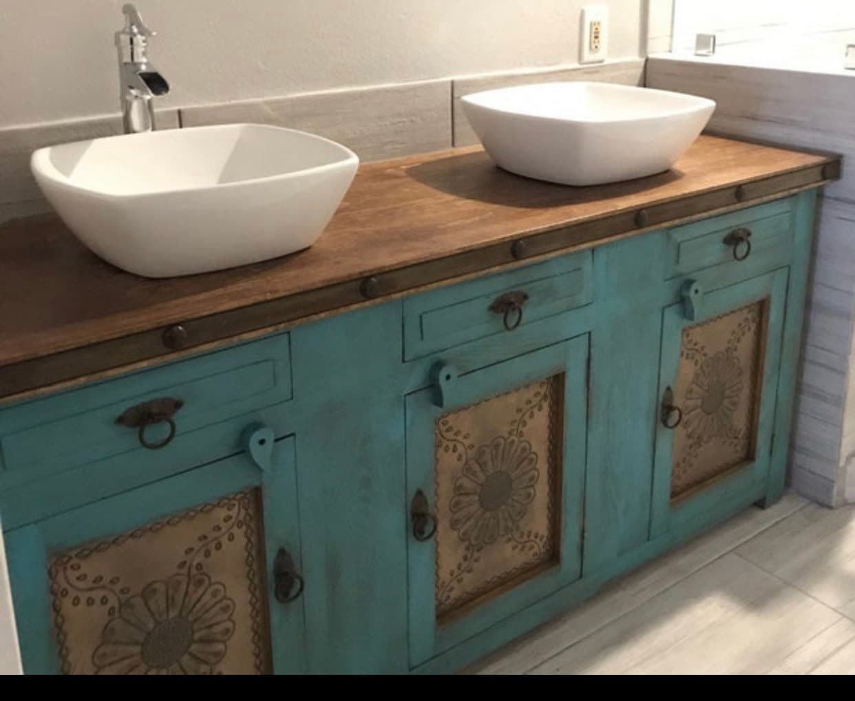 Floral Rustic Bathroom Vanity