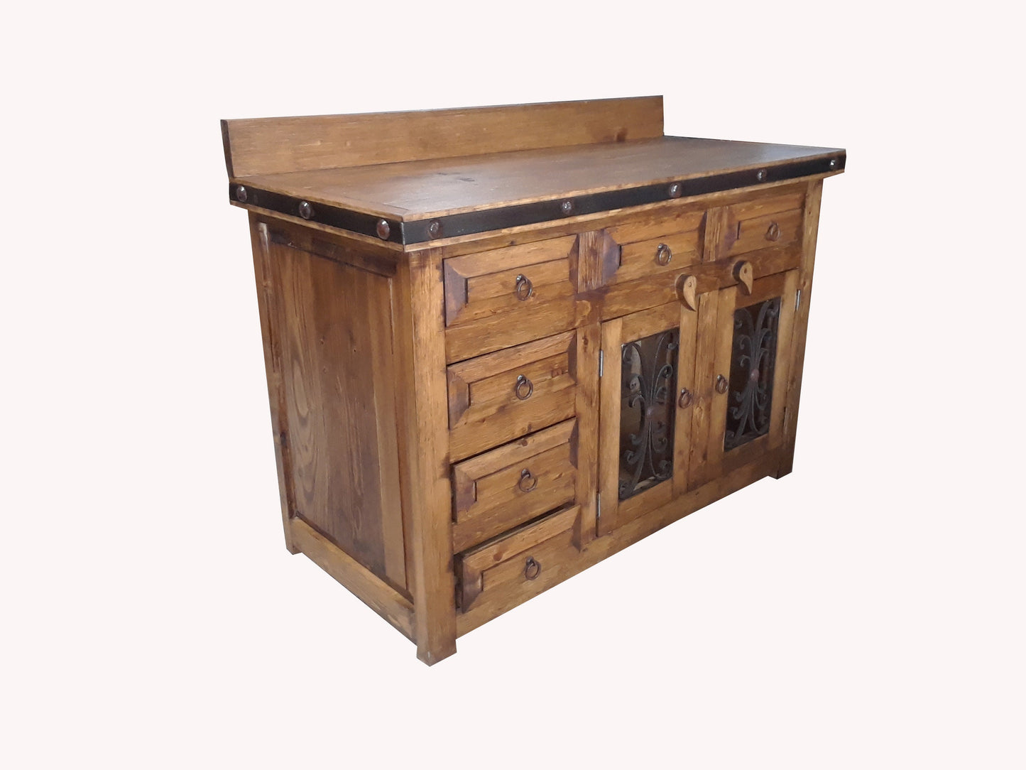 Rustic Saint Andrew Bathroom Vanity Panel Doors, Open Doors