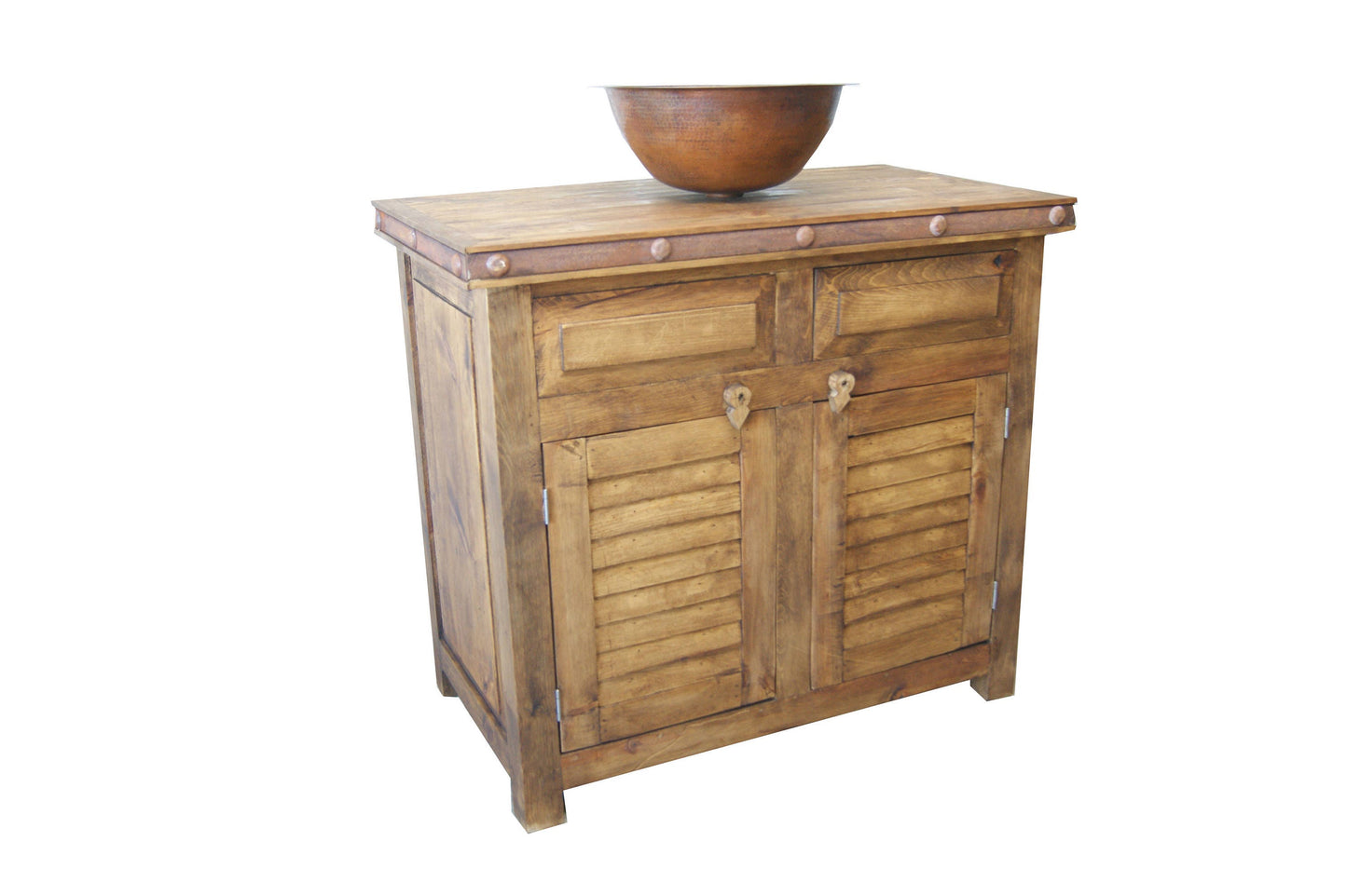 Rustic Shutter Door Bathroom Vanity Buffet