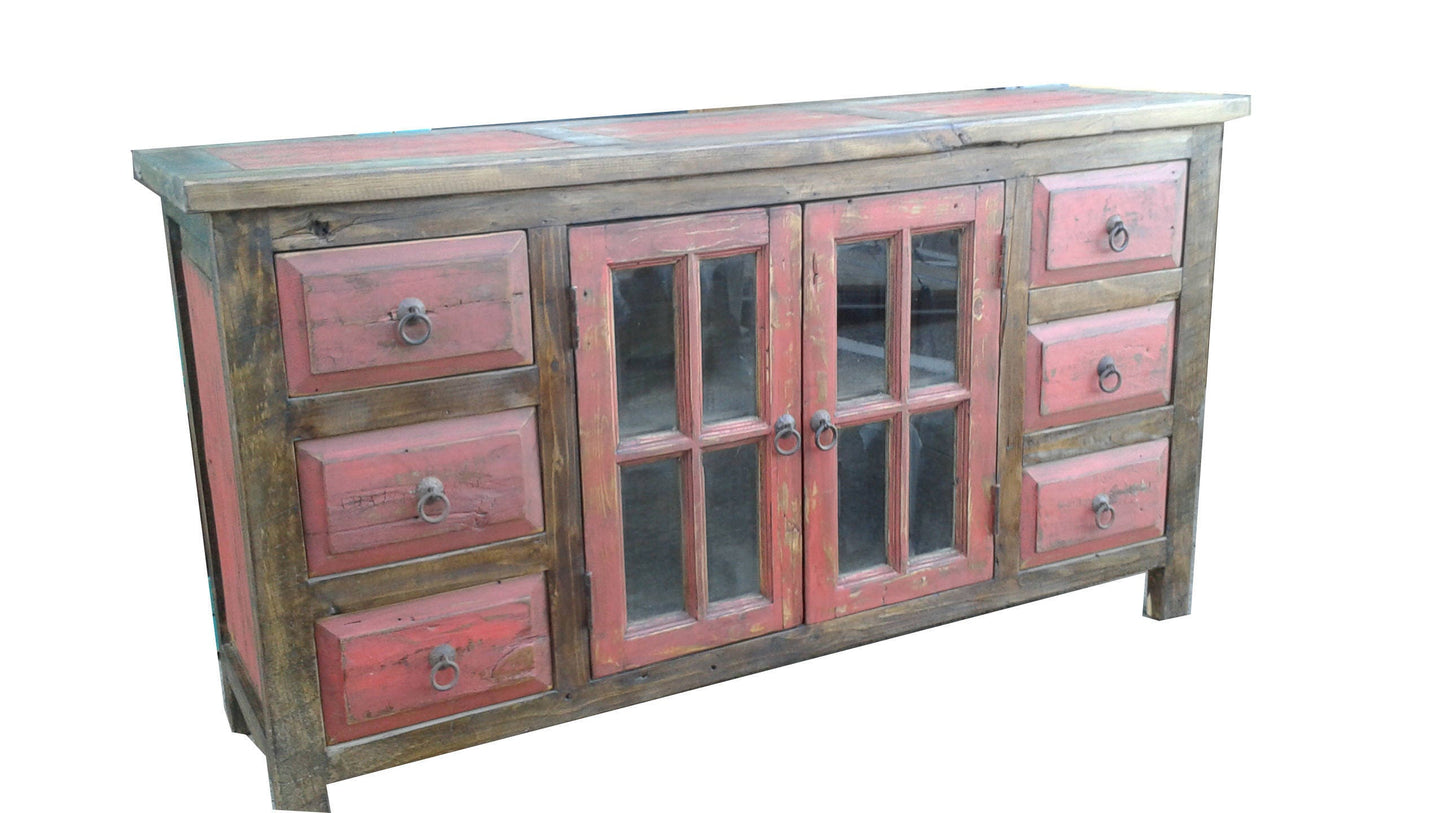 Rustic red washed Bathroom Vanity/ Buffet Cabinet