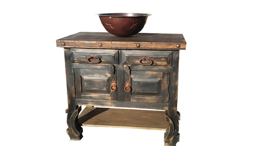 Rustic Black Wash Yugo Legs Bathroom Vanity