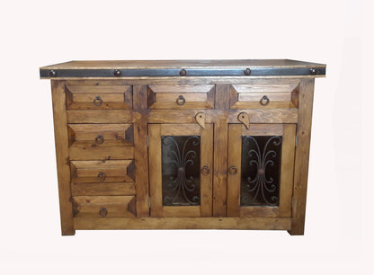 Rustic Saint Andrew Bathroom Vanity Panel Doors, Open Doors