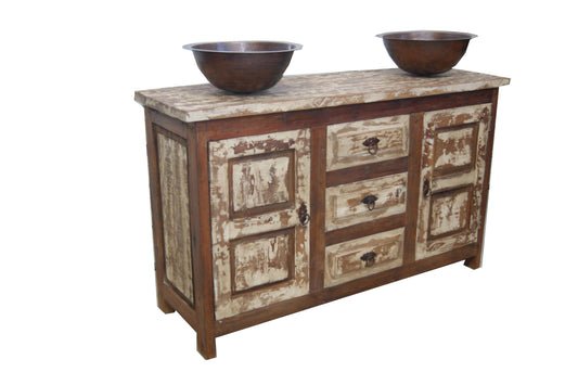 Rustic 3-Drawer Reclaimed Wood Bathroom Vanity, 32"