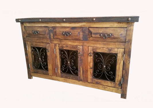 Rustic Saint Andrew Bathroom Vanity Panel Doors, Open Doors