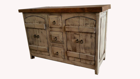 Rustic  Curved Doors Bathroom Vanity