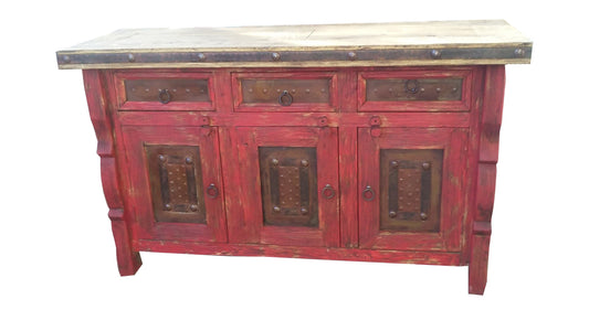 Rustic Wire Brush Metal Panels Bathroom Vanity