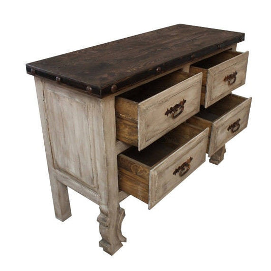 Rustic White Wash Yugo 4-Drawer Bathroom Vanity, 36"x20"x32"