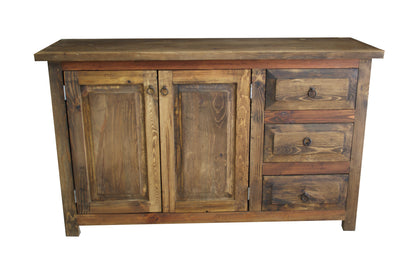 Rustic Reclaimed Wood Bathroom Vanity 2-Door 3-Drawer