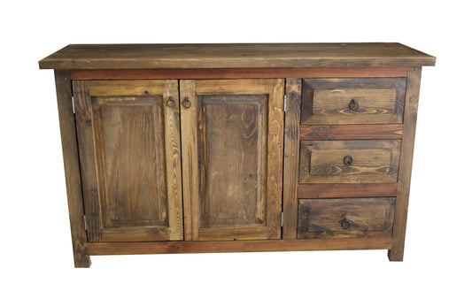 Rustic Reclaimed Wood Bathroom Vanity 2-Door 3-Drawer