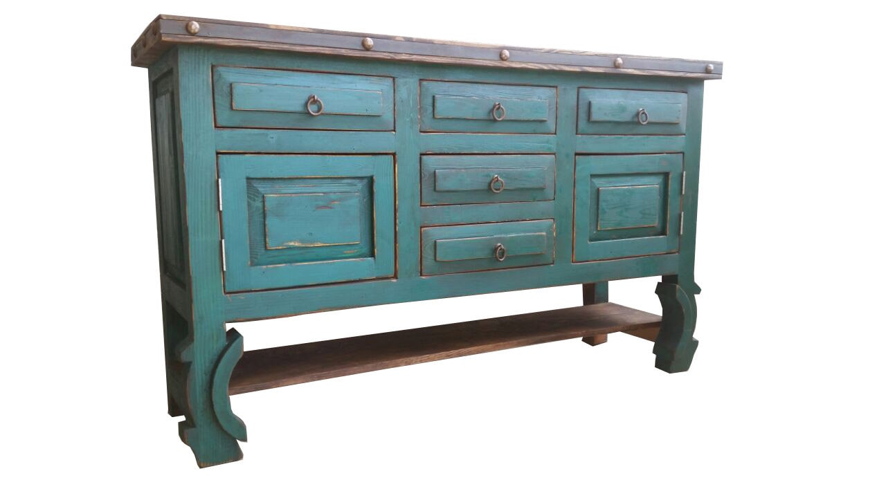 Vintage Style Rustic turquoise Wash Bathroom Vanity
