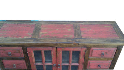 Rustic red washed Bathroom Vanity/ Buffet Cabinet