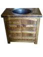 Rustic Bathroom Curved Doors Vanity With Drop in Sink